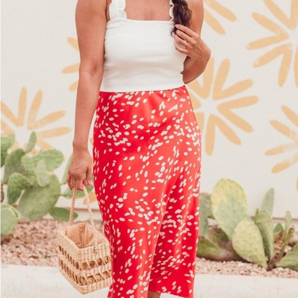 TopShop Red Dalmatian Print Skirt